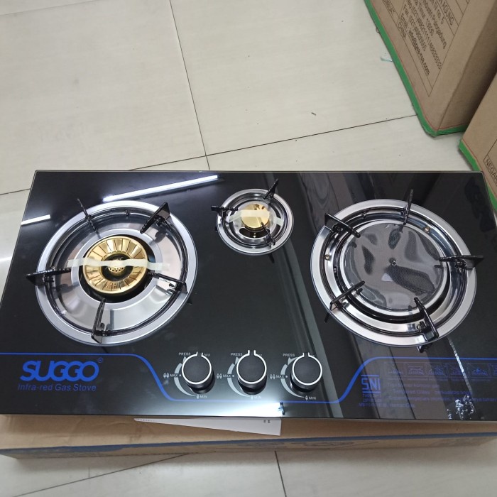 Jual Kompor Gas Kaca Suggo 3 Tungku SG-301 - Kompor Berkualitas