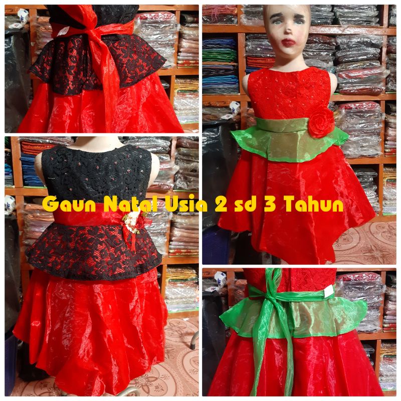 Gaun Natal Pesta Brokat Anak 3 sd 4 tahun