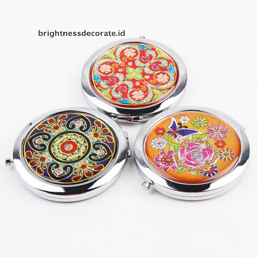 [Birth] Cermin Rias Logam Pembesar Lipat Portabel Cewek Double Side Compact Mirror [ID]