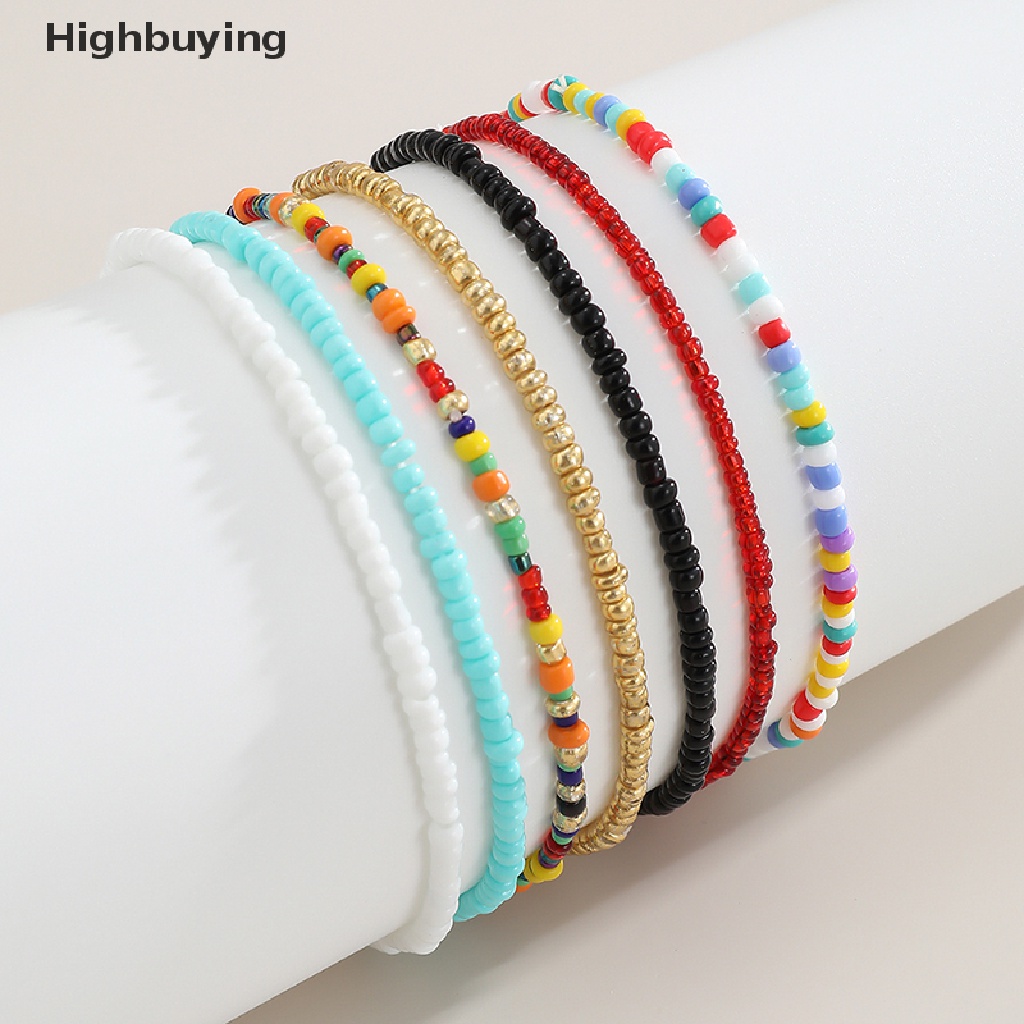 Hbid 7pcs/set Gelang Kaki Manik-Manik Handmade Warna-Warni Gelang Wanita Adjustable Foot Jewelry Glory