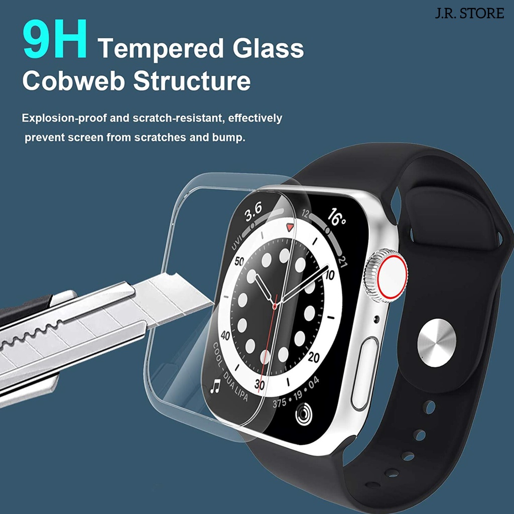 MOCOLO UV TEMPERED GLASSAPPLE WATCH SERI 8 / SERI 7 / SERI 6 / SERI 5 / SERI 4 / SERI 3 / SERI 2 / SERI SE (Gen2 &amp; Gen1) / SIZE 45mm / 41mm / 44mm / 40mm / 42mm / 38mm ANTI GORES APPLE WATCH NANO GLASS