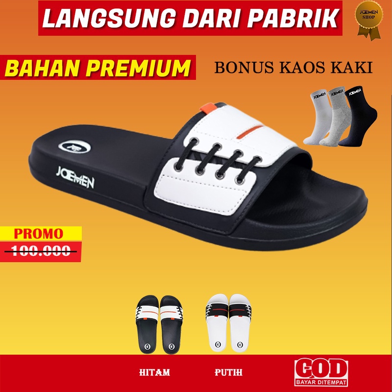 Sandal Sendal Slop Slip Fashion Pria Peria Warna Putih Original Laki2 Dewasa Murah Casual Terbaru