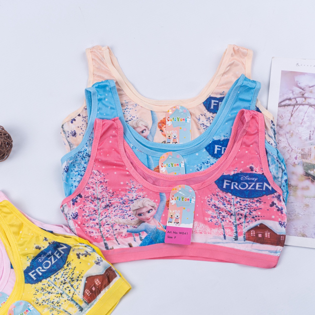 IL - Miniset Anak Perempuan Karakter Frozen Bahan Katun Import Tanpa Busa Miniset Cute Yang