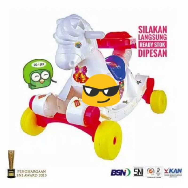 MAINAN KUDA PUTIH AYUN DAN DORONG