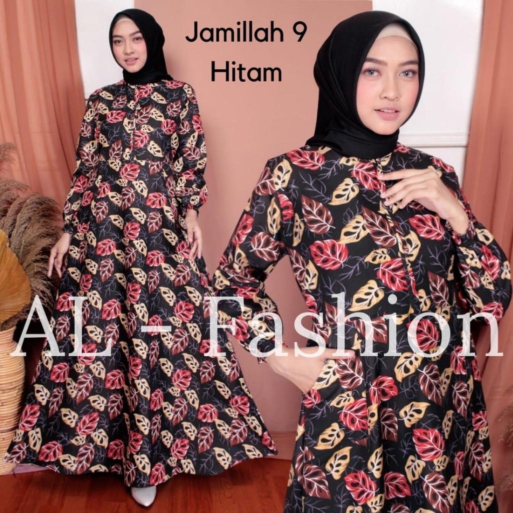 OTS 483 - Maxy Dress Motif Homey Dress Gamis Wanita Muslim Katun Apel