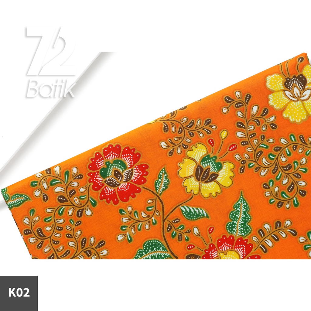 KAIN BATIK PREMIUM Bahan Katun Motif Kembang Sepatu Orange 722712 Cap 72 Jarik Jarit Samping Kebat Panjang Batik Katun Modern Premium Bahan Seragam Batik Pernikahan Kantor Keluarga Murah Kamen Jadi Batik Bali Lembaran