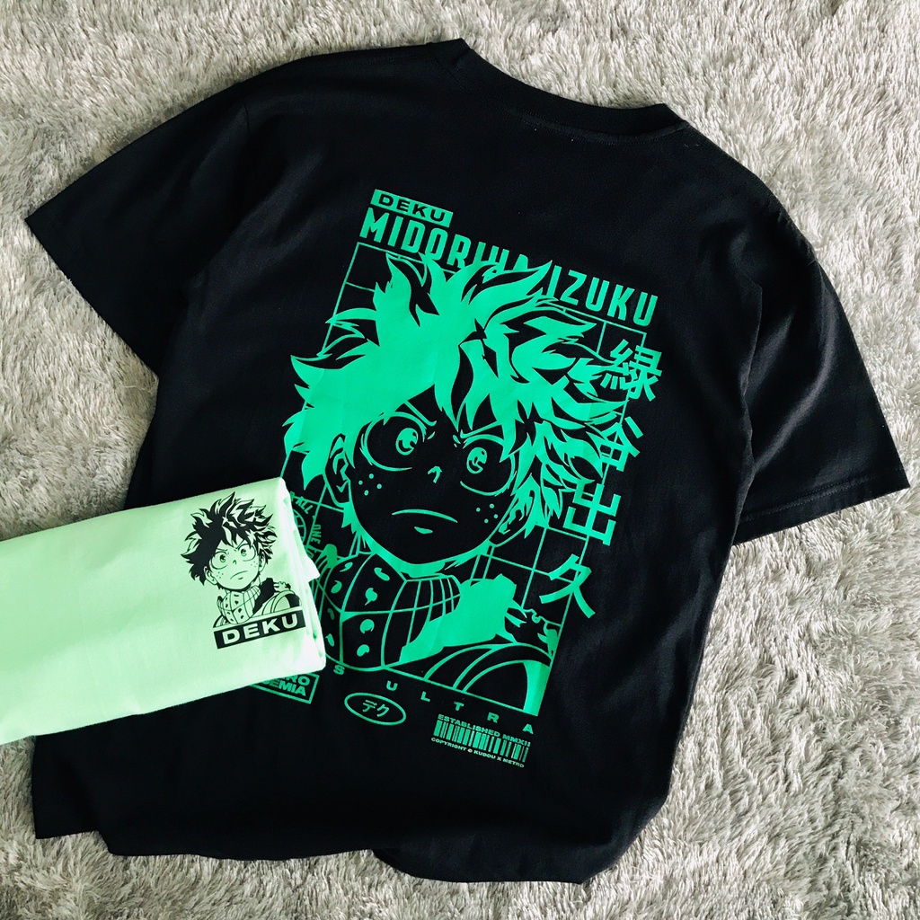 Tshirt Deku Quirks Black Anime Manga BNHA Boku No Hero My Hero Academia Premium Unisex