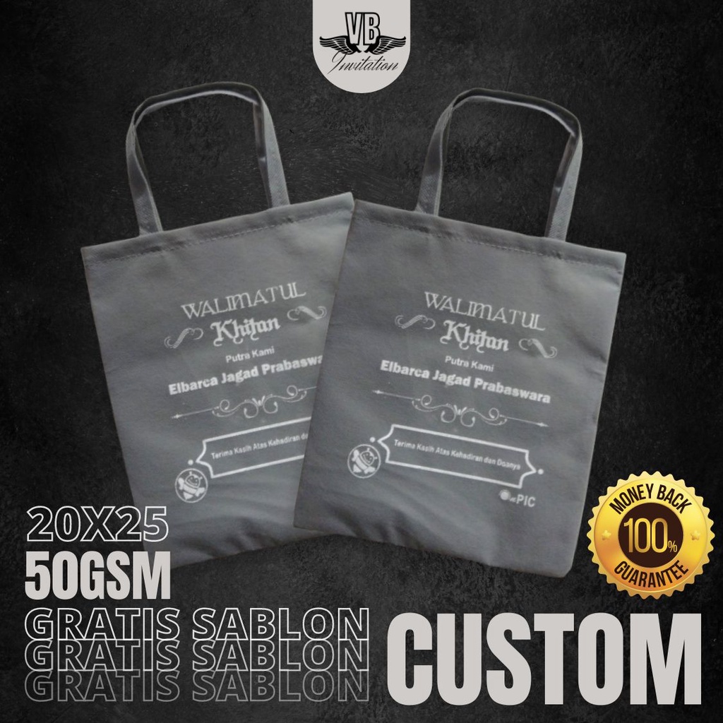 GRATIS SABLON TAS SPUNBOND KHITAN SUNATAN AQIQAH PROSES CEPAT F20.25 50GSM