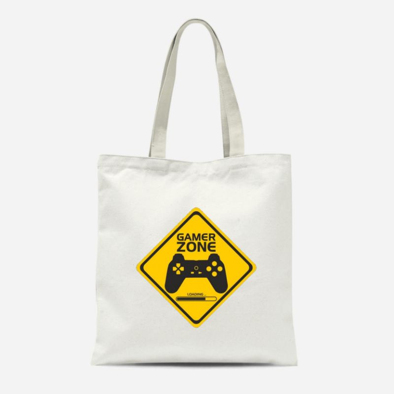 Totebag Kanvas Motif GAME ZONE /Totebag /Totebag Wanita /Totebag Pakai Resleting /Tas Sekolah Murah