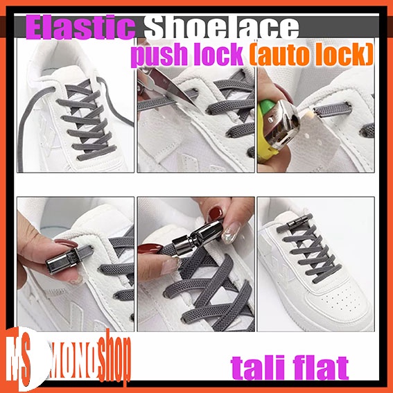 lazy elastic shoelace push lock sneakers model flat rajut