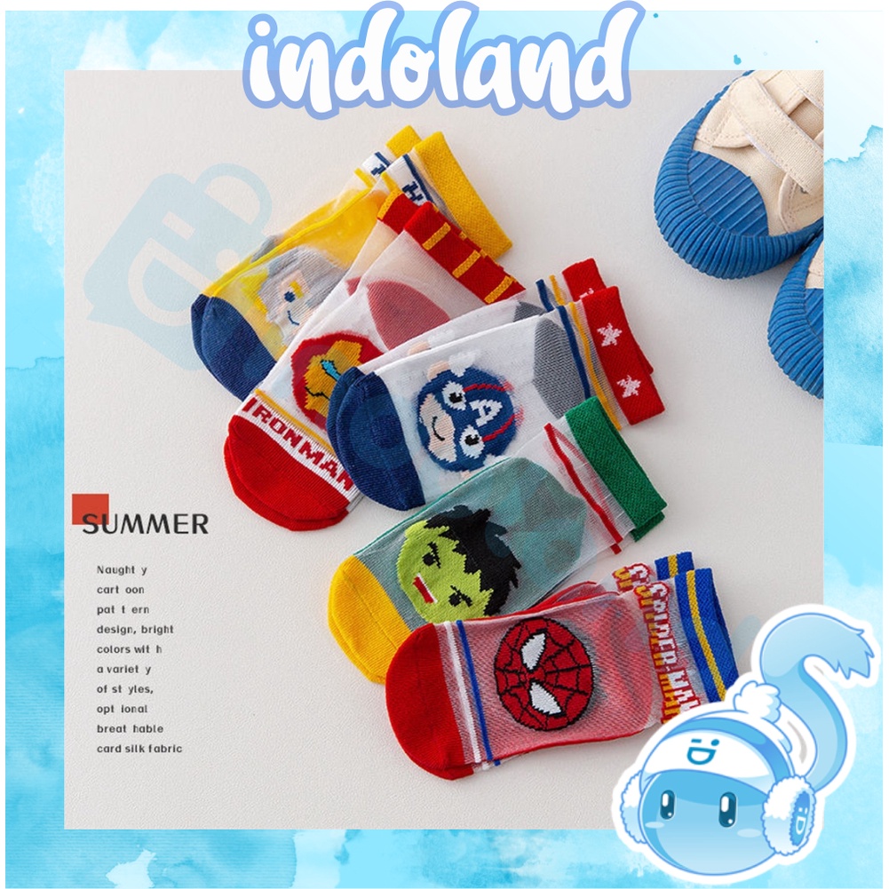 ☀INDOLAND☀ Kaos Kaki Anak Motif Superhero Transparan Kaus Kayi Bayi Superhero Lucu KK047