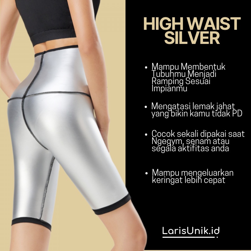 Celana Pendek Sepaha Olahraga Pembakar Penghilang Susut Lemak Tubuh Wanita Leging Legging Laging Lagging Lejing Lengging Pakaian Olahraga Bawahan Senam Aerobic Pelangsing Badan Perut Pinggang Paha Wanita Jumbo Cewek Cewe Perempuan Baju Sauna Full Silver