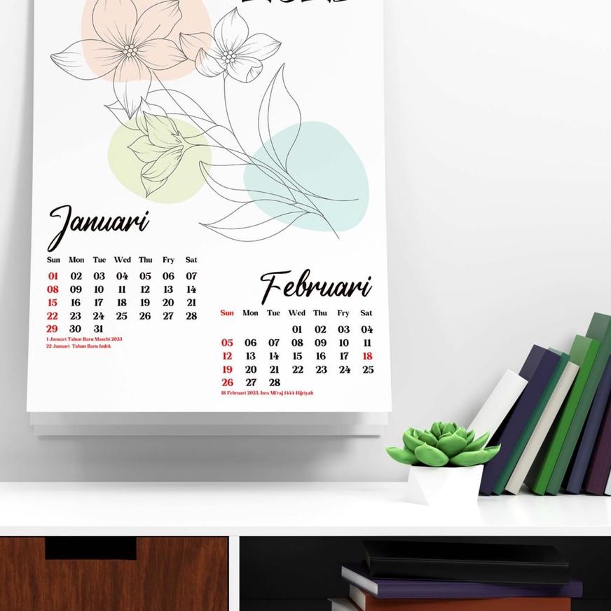 

TERLARIS BRANDS FESTIVAL Kalender Dinding Tahun 2023 Kalender A3 Flower Aesthetic Murah Kekinian !!