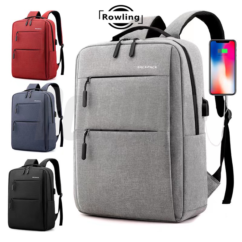 Rowling (Tas-240) RANSEL LAPTOP  LOCKER TAS PRIA USB IMPORT PLUS POUCH KECIL BACKPACK MURAH PUNGGUNG BAG SEKOLAH TERBARU