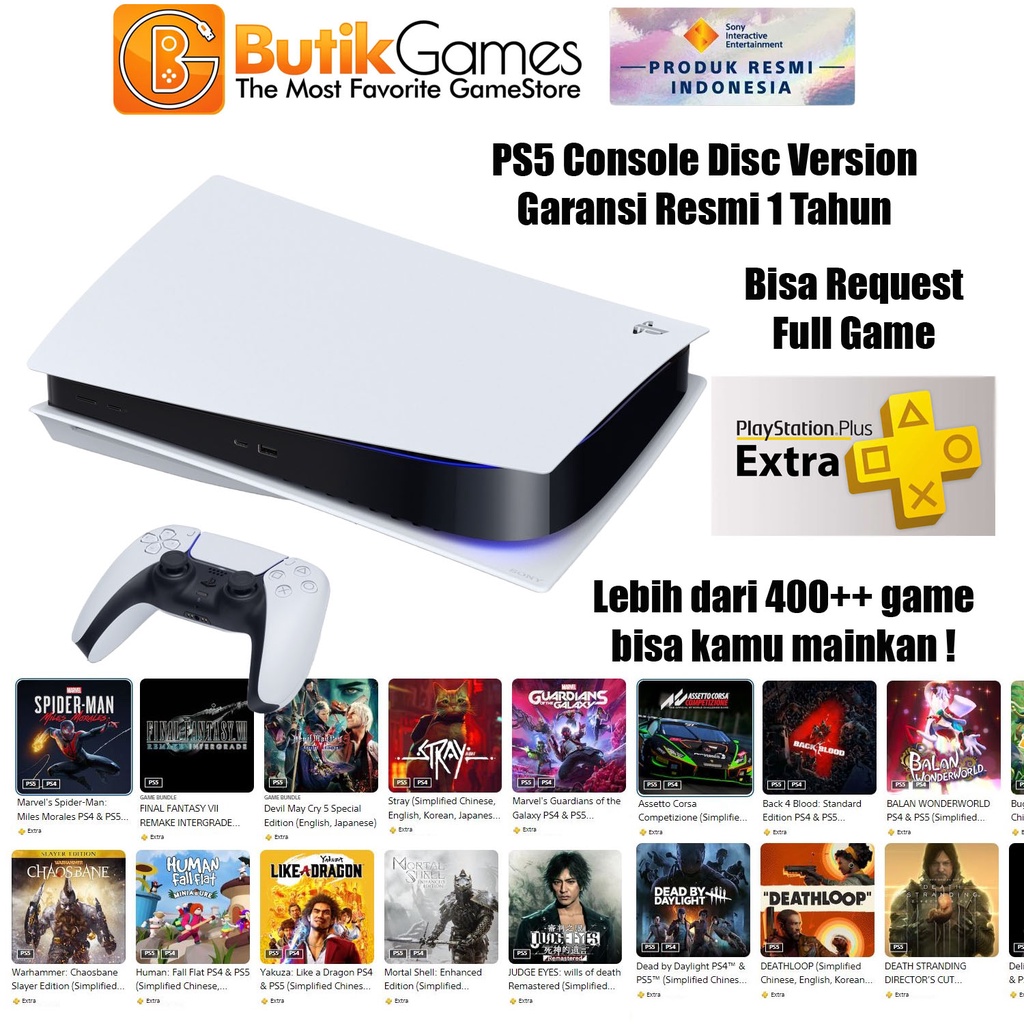 Sony PlayStation PS5 Console Mesin Disc Version Full Game