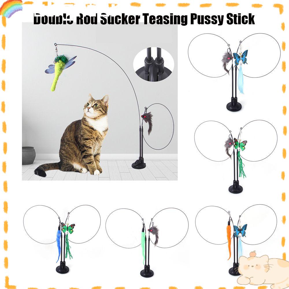 Solighter Sucker Pussy Stick Untuk Anak Kucing Bermain Bulu Furry Bird Replacement Tease Cat