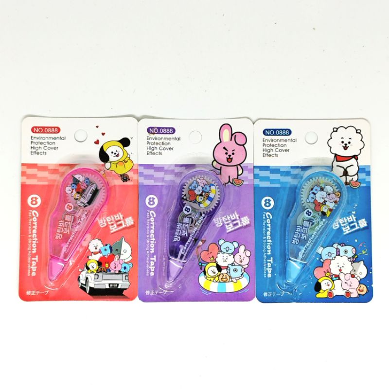 Tip ex Kertas Roll Karakter BTS BT21 8 Meter Correction Tape Aesthetic Murah