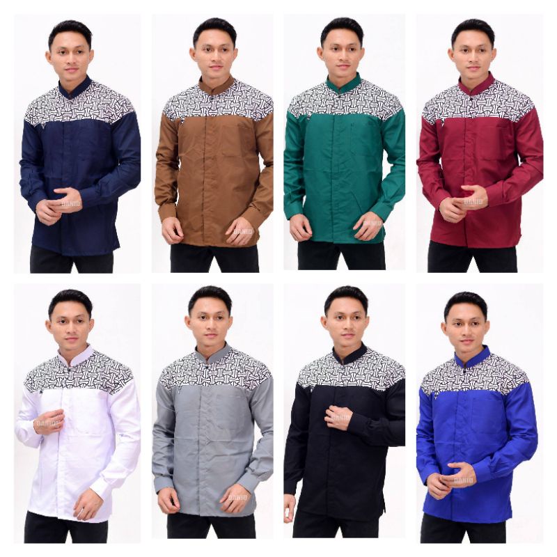 Jual Baju Koko Terbaru Lengan Panjang Warna Putih Kombinasi Coksu
