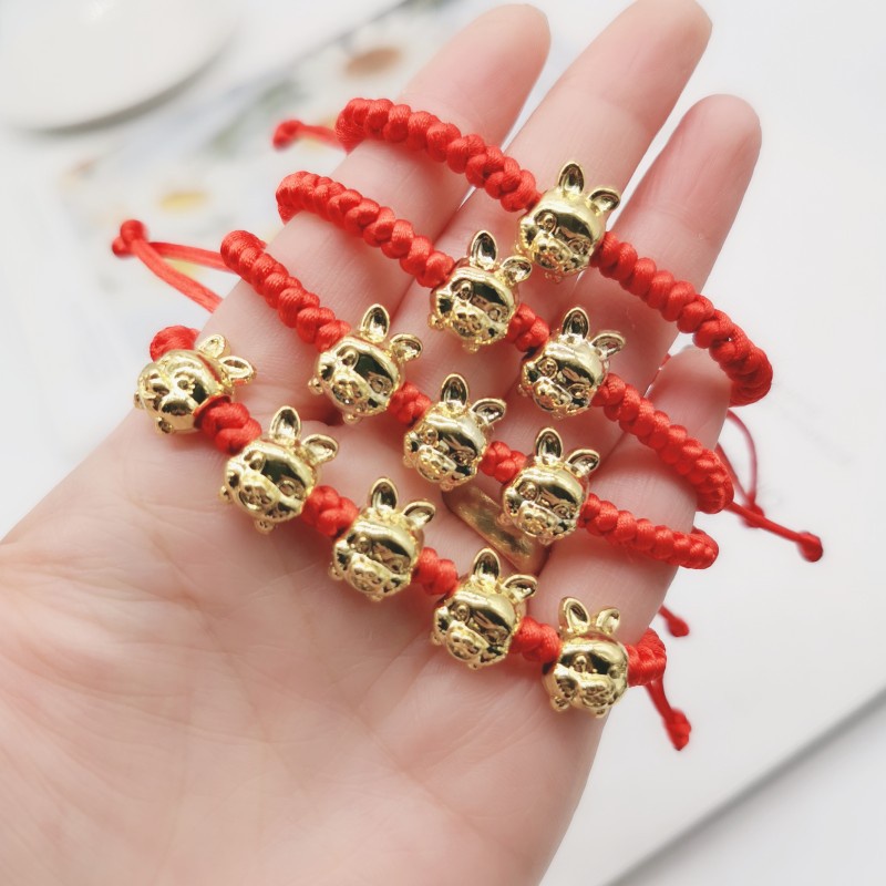 Fashion Kelinci Merah Tali Gelang Tahun Takdirmu Tahun Kelinci Berdoa Braided Adjustable Bracelet