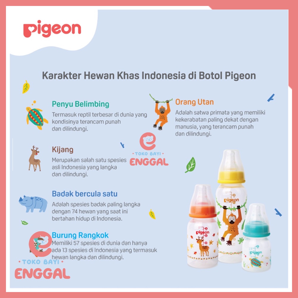 Pigeon Botol PP RP Hewan Langka W /S Type Silicone Nipple