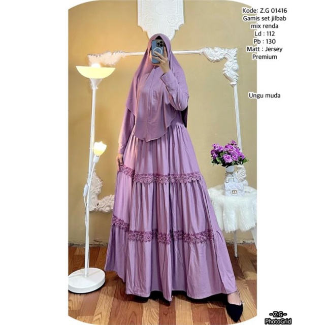 GAMIS RENDA SET HIJAB JERSEY PREMIUM GAMIS JERSEY SET JILBAB(ZF)VIRAL TERLARIS