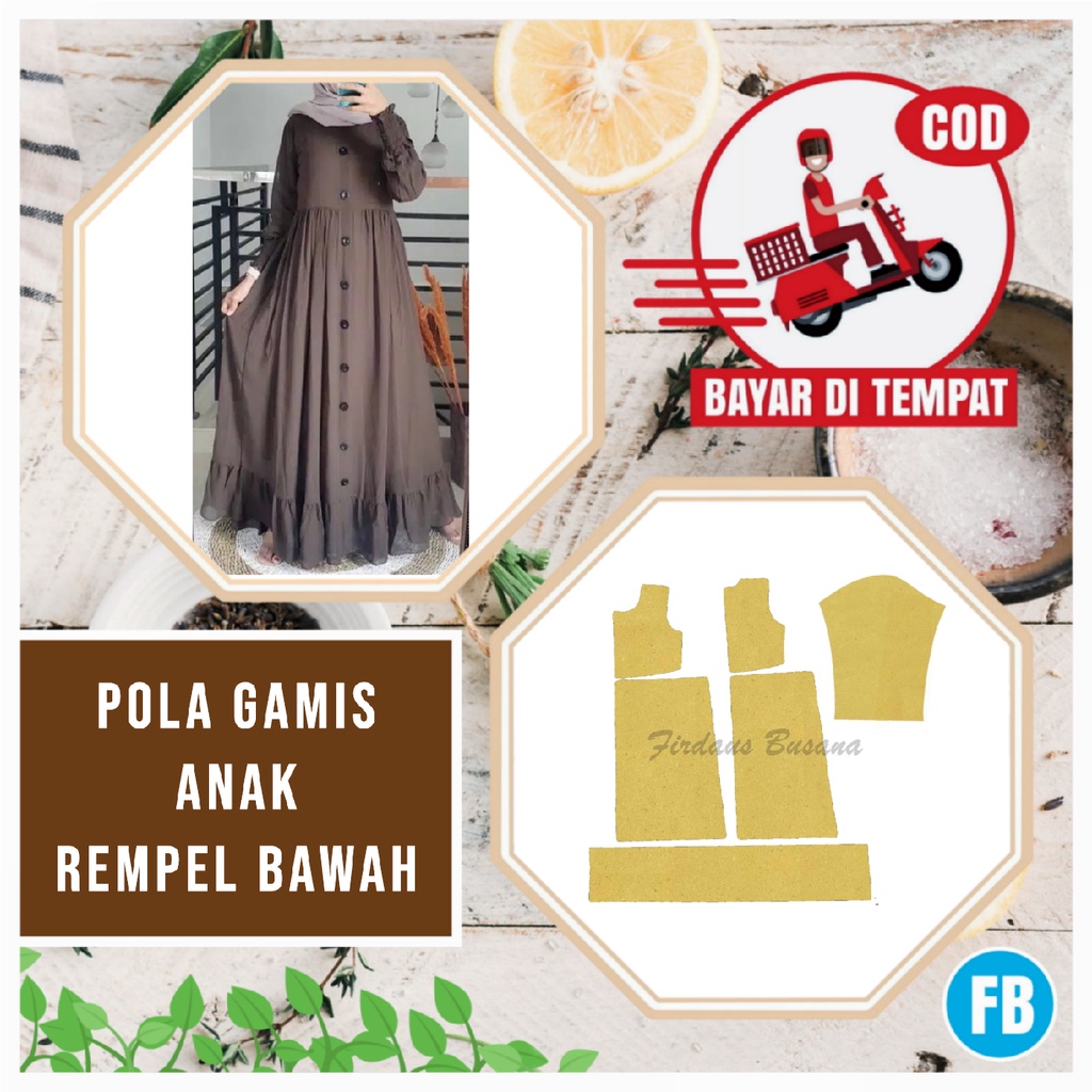【COD】Pola Gamis Anak Al Fira - Pola Gamis anak Perempuan Rempel Bawah | Pola Baju Anak Perempuan | P