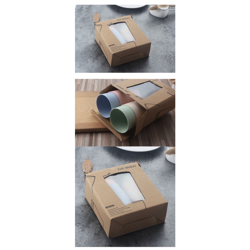 JAVASHOP Gelas Set isi 4 Pcs Wheat Straw Cangkir Plastik Warna