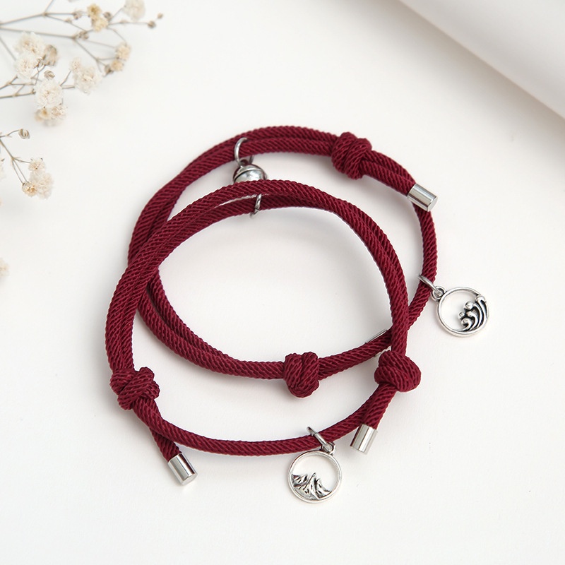 Alibaba1688 Gelang Couple / 2 Pcs Gelang Desain Gunung Ombak Untuk Pria Dan Wanita