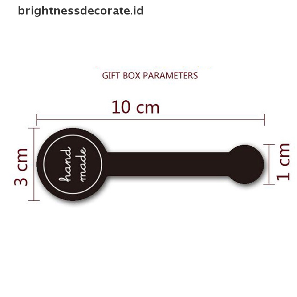 [Birth] 100pcs Perekat Gaya Panjang Handmade Kemasan Kue Sealing Label Kraft Stiker [ID]