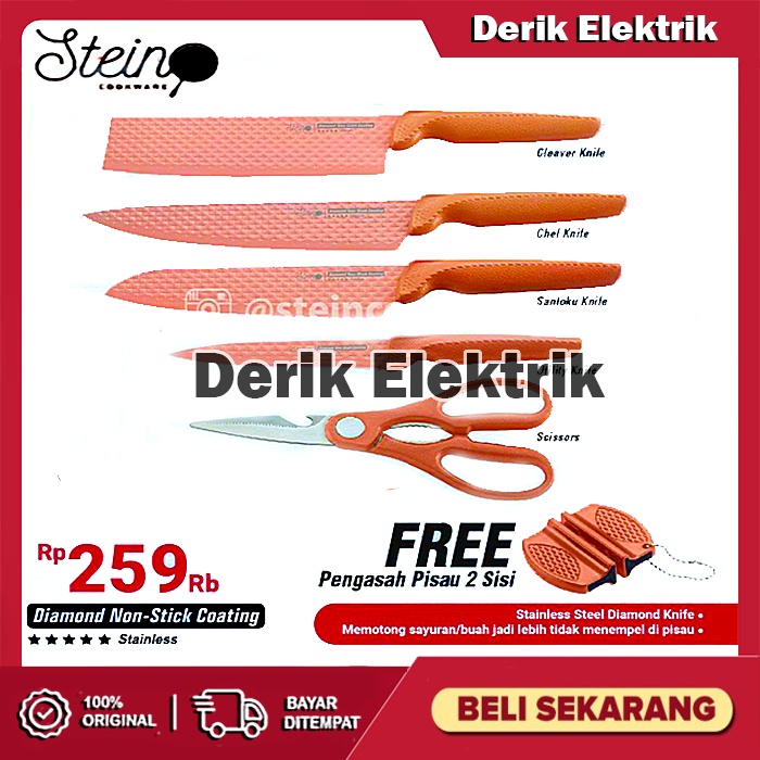 PISAU DAPUR 1 SET STEINCOOKWARE KNIFE SET DIAMOND KNIVES / PISAU SET / PISAU DAPUR LENGKAP 6 IN 1 STEIN COOKWARE OFFICIAL