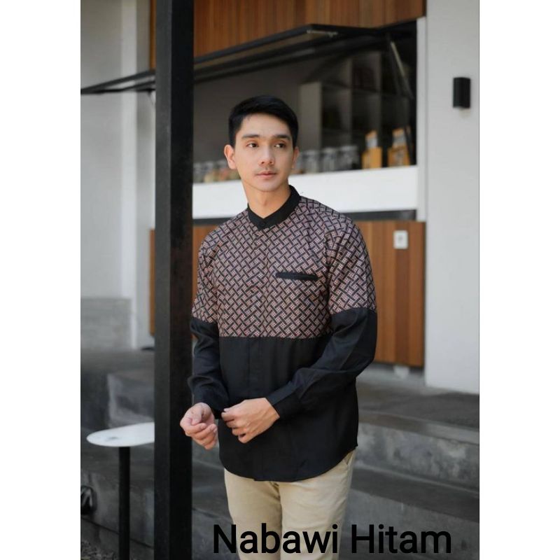 Baju Koko Kurta Lengan Panjang Nabawi Motif Batik Terbaru