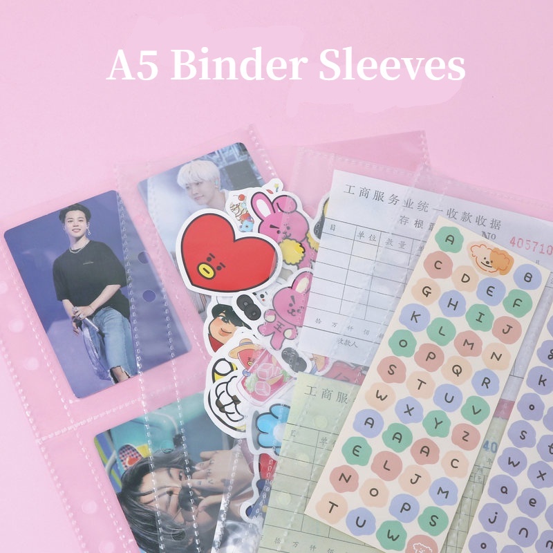 A5 Binder Folder 6 Lubang Loose-Leaf Batu Tekstur Cover Notebook Binder untuk Kpop Pas Foto Kertas Keras Sampul album Foto Lengan Dalam Mengumpulkan Buku