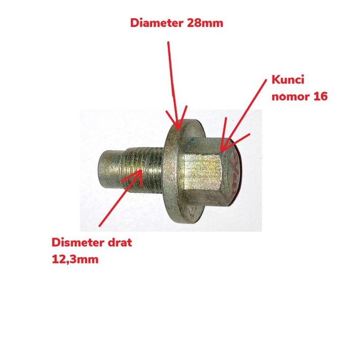 Jual baut carter oli mesin / oil pan drain plugs jeep cherokee wrangler