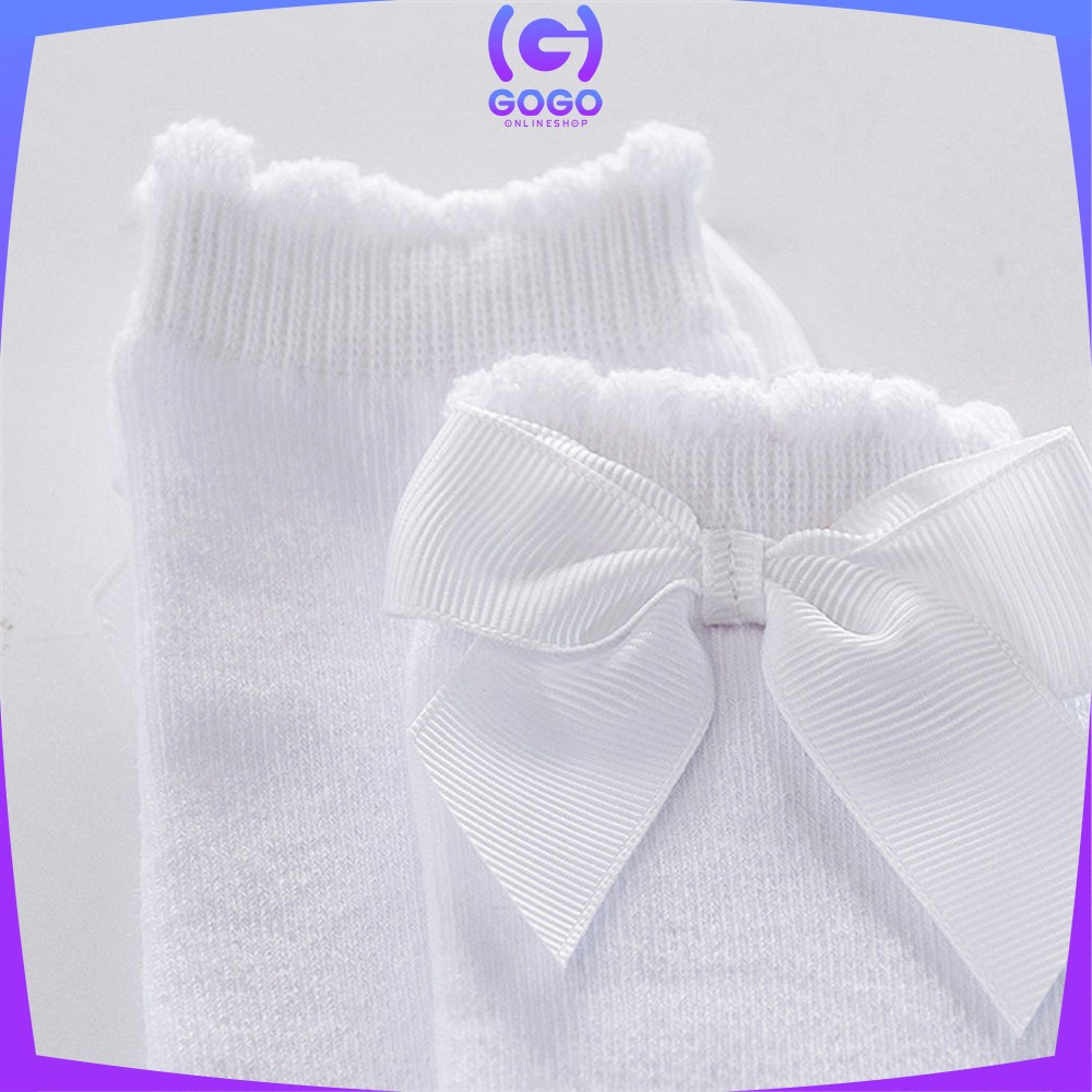 GOGO-P532 Kaos Kaki Bayi Panjang Pita Selutut / Kaus Kaki Anak Perempuan Panjang Motif Polos Anti Nyamuk