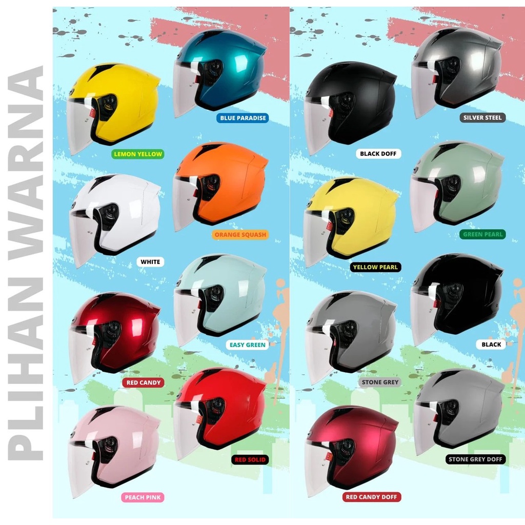 Helm Half Face NJS KRONOZ SOLID Variasi White | White Pearl | Black Gloss & Doff | Stone Grey Glossy