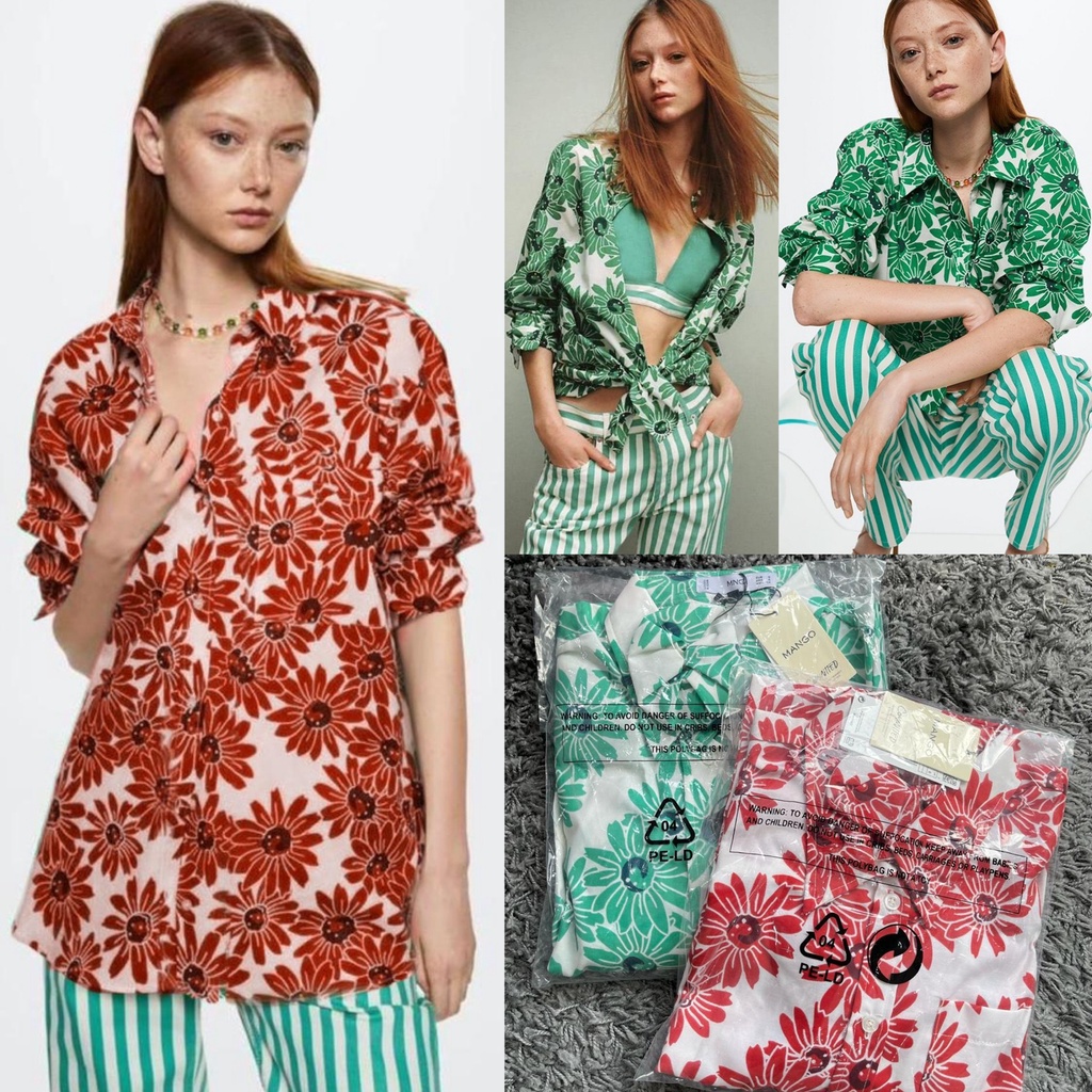 MN printed cotton flora button shirt