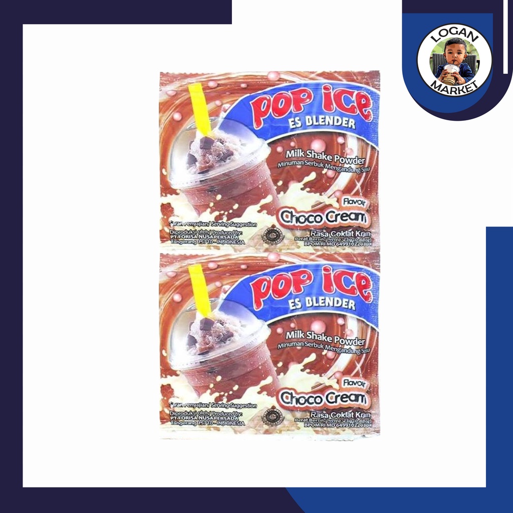 Pop Ice Es Blender Choco Cream Renceng 10 Pcs Sachet 25gram 25 gr