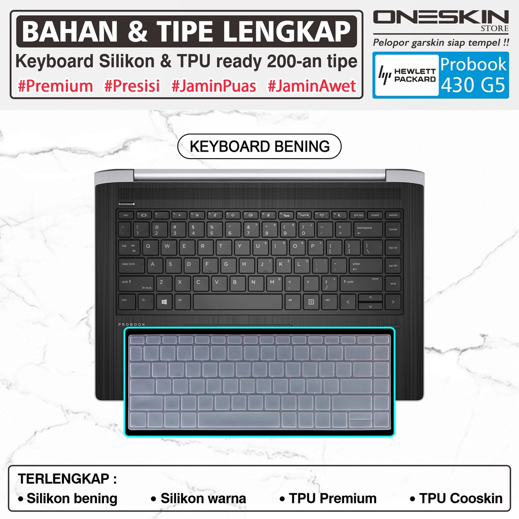 Garskin Sticker Laptop Pelindung Keyboard Screen Protector HP ProBook 430 G5 Gambar Full Body Silikon Bening Warna Glossy Doff Anti Blueray