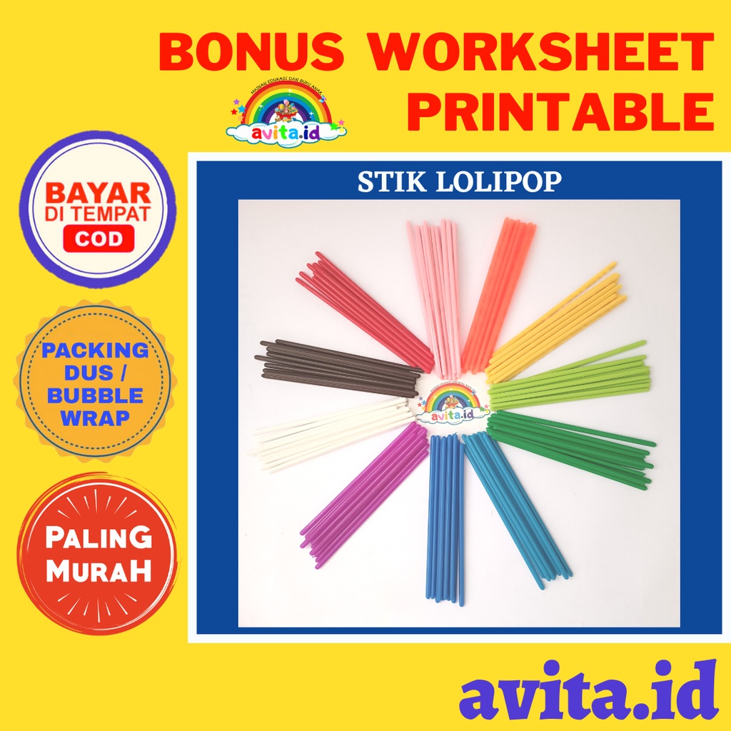 avita.id Stik Montessori untuk Berlatih Berhitung | Alat hitung montessori | Stik lolipop | Stick Be
