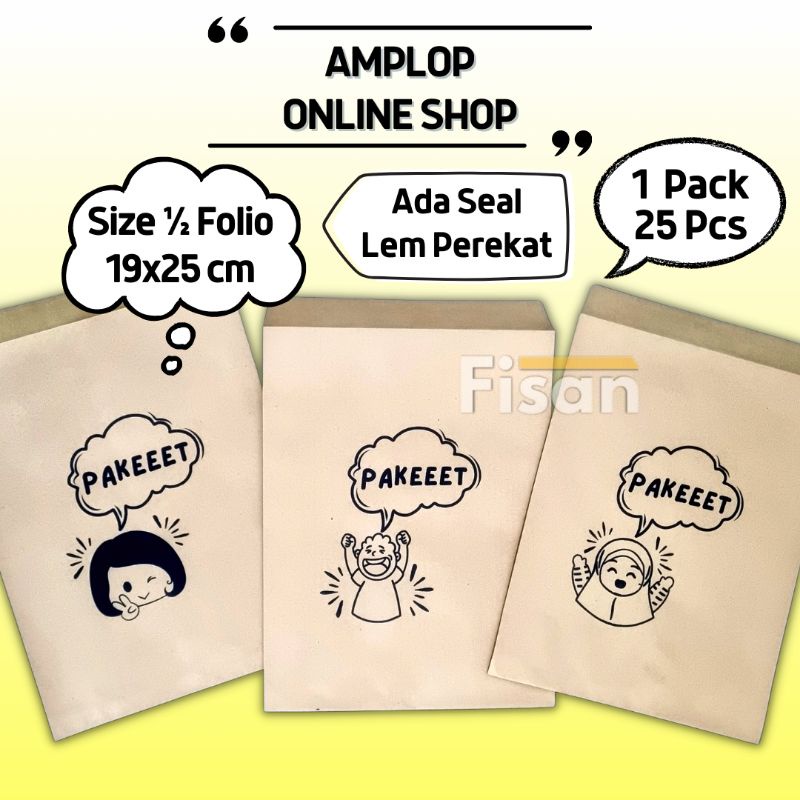 

25 Pcs Amplop Seal ½ Folio Coklat Paket Online Shop Gambar19x25 cm