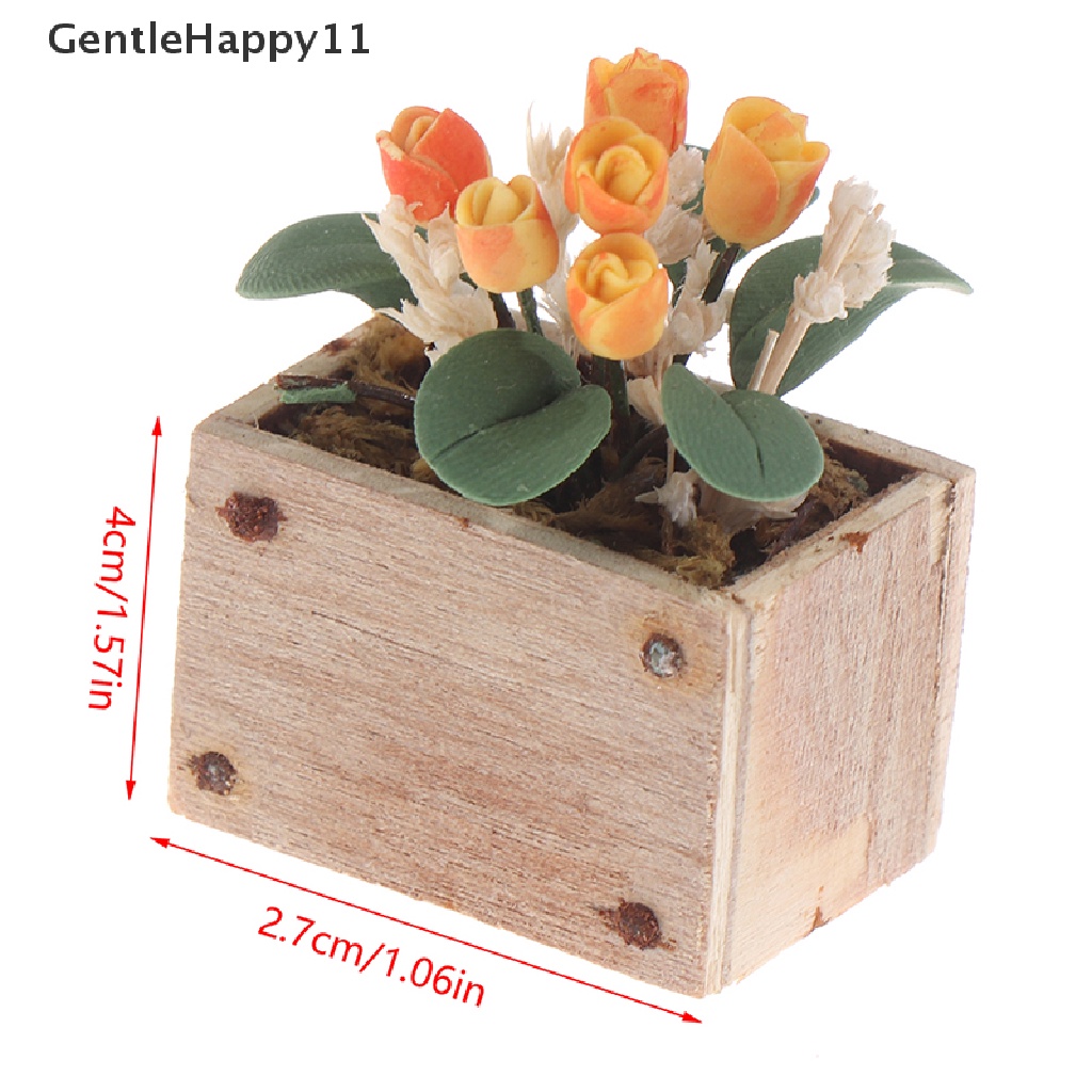 Gentlehappy 1: 12rumah Boneka Miniatur Pot Bunga Tulip Model Dekorasi Taman Mainan id