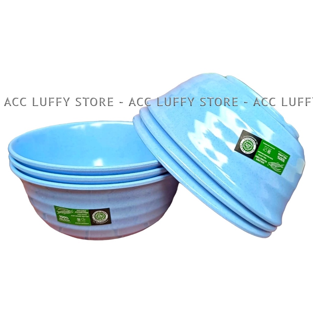 6 Pcs Mangkok Melamin Golden Flying Fish Ukuran 6Inc - Mangkuk Ulir Melamin - Mangkuk Mie Melamin - 