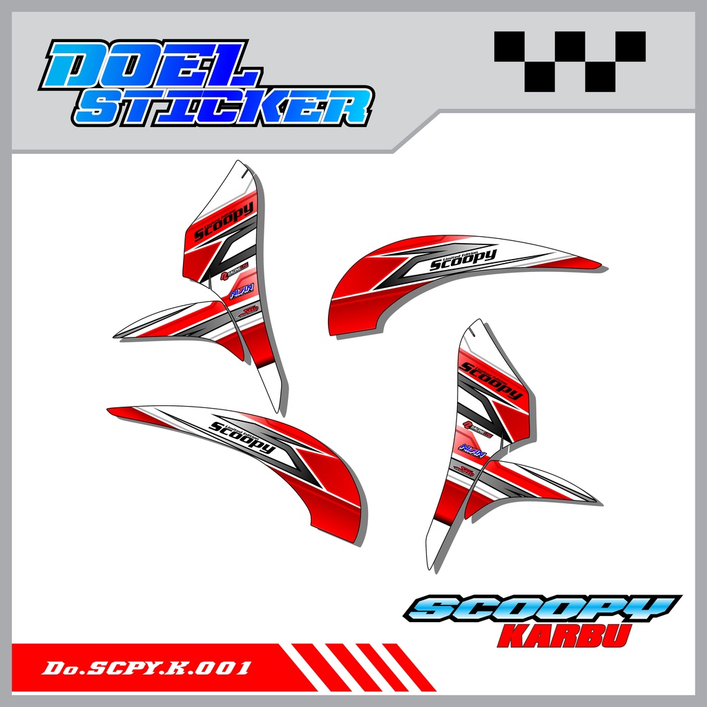 Sticker Striping Honda SCOOPY Karbu Tahun 2010-2013 List Variasi Hologram , Crome Doel 001