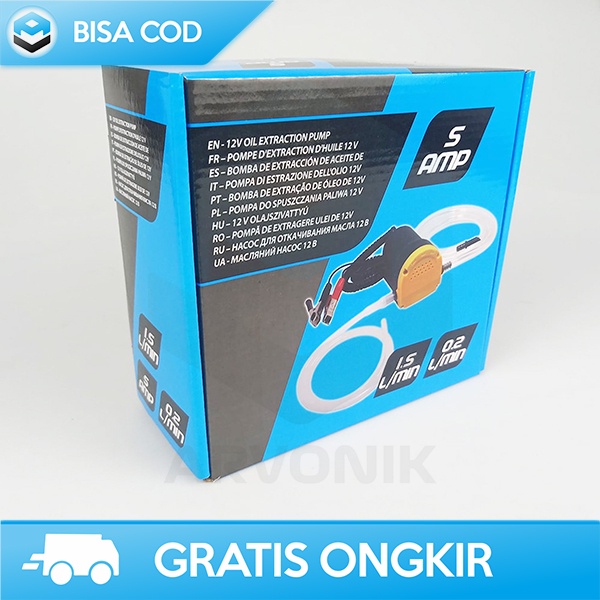 POMPA TRANSFER OLI MOBIL POMPA ELEKTRIK PORTABLE PENYEDOT OLI 60W 12V