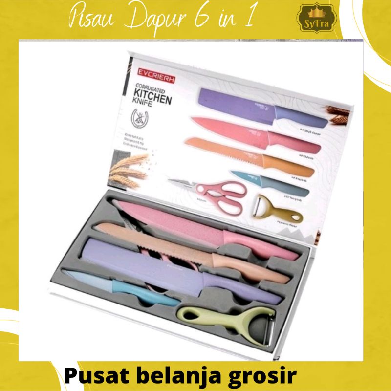 Pisau Dapur Set Isi 6 pcs Stainless Anti Lengket