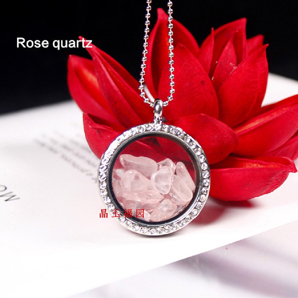 [AdornmentNo1] Berlian Imitasi Bulat Floag Memory Locket Necklace Round Living Glass Pendantets [ID]