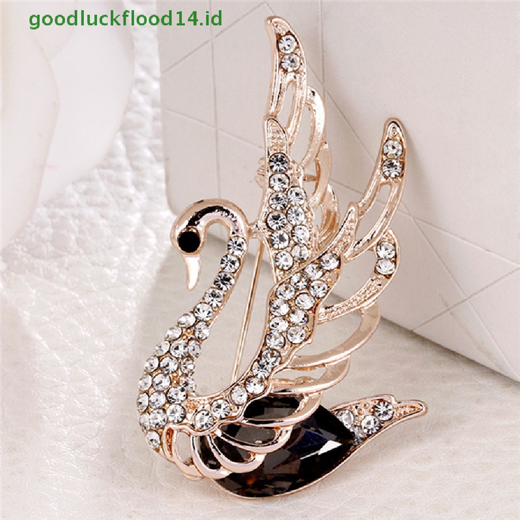 [GOOGFOUR] Berlian Imitasi Swan Bros Kristal Hewan Bros Jas Kerah Pin Perhiasan [TOP]