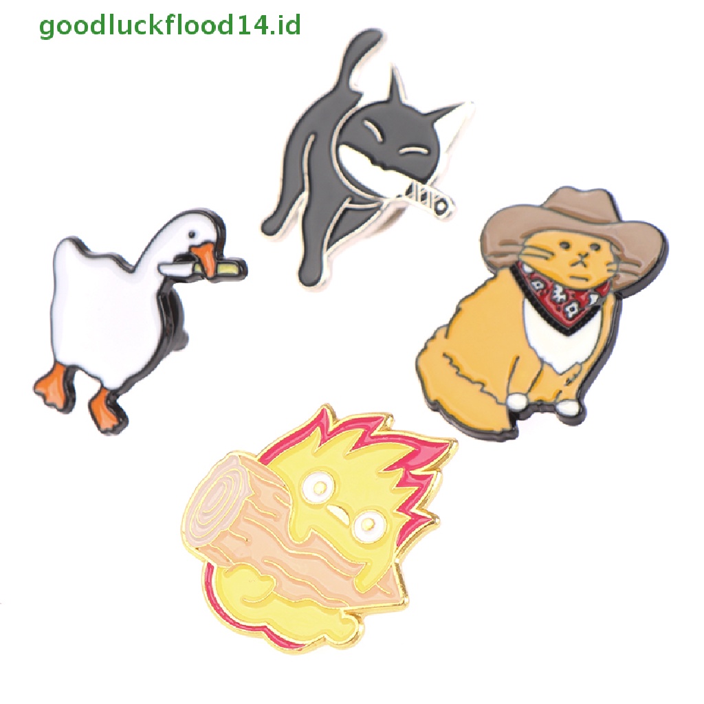 [GOOGFOUR] 4pcs Set Pin Enamel Lucu Untuk Jaket Ransel Kemeja Lapel Badges Pins [TOP]