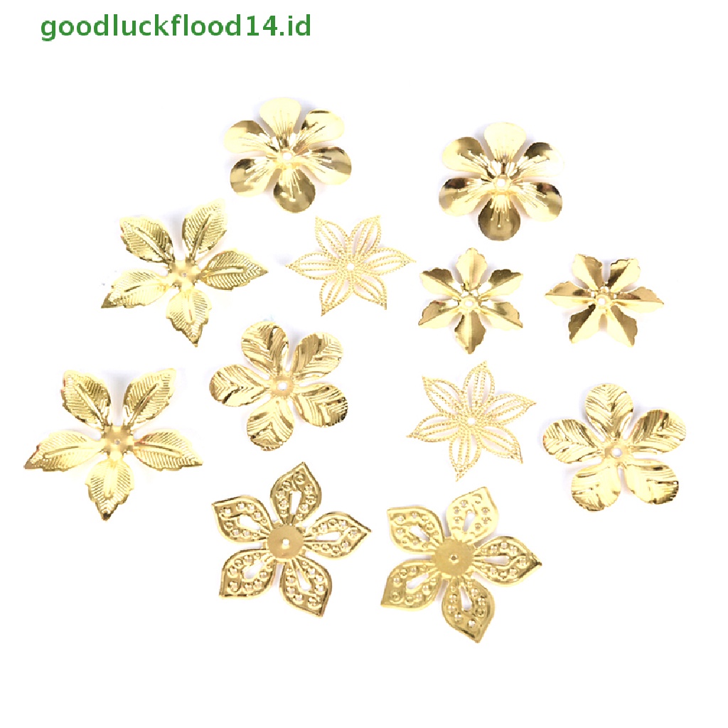 [GOOGFOUR] 50pcs/set Vintage Logam Bunga Kerawang Slice Ch Perhiasan Temuan Kerajinan DIY [TOP]
