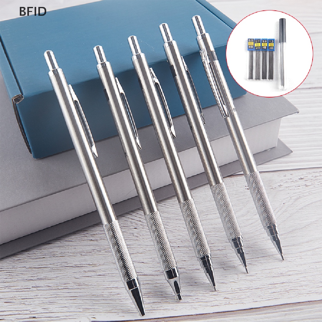 [BFID] Pensil Mekanik Bahan Metal 0.5/0.7/0.9/1.3/2.0mm Menggambar Pensil Otomatis Dengan Timbal [ID]